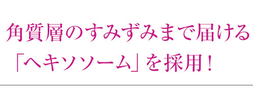 角質層のすみずみまで届ける「ヘキソソーム」を採用！