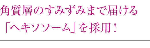 角質層のすみずみまで届ける「ヘキソソーム」を採用！