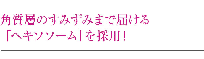 角質層のすみずみまで届ける「ヘキソソーム」を採用！