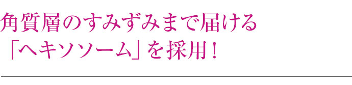 角質層のすみずみまで届ける「ヘキソソーム」を採用！